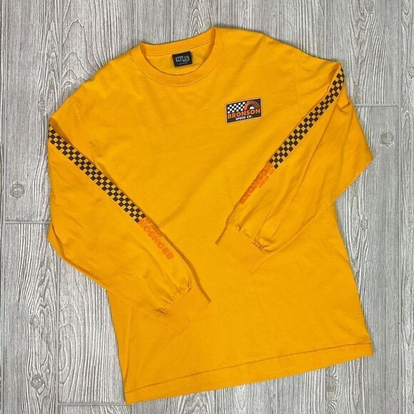 Vintage Y2k NHS Mens Size Large Bronson Speed Company Yellow Long Sleeve T-Shirt - Picture 1 of 8